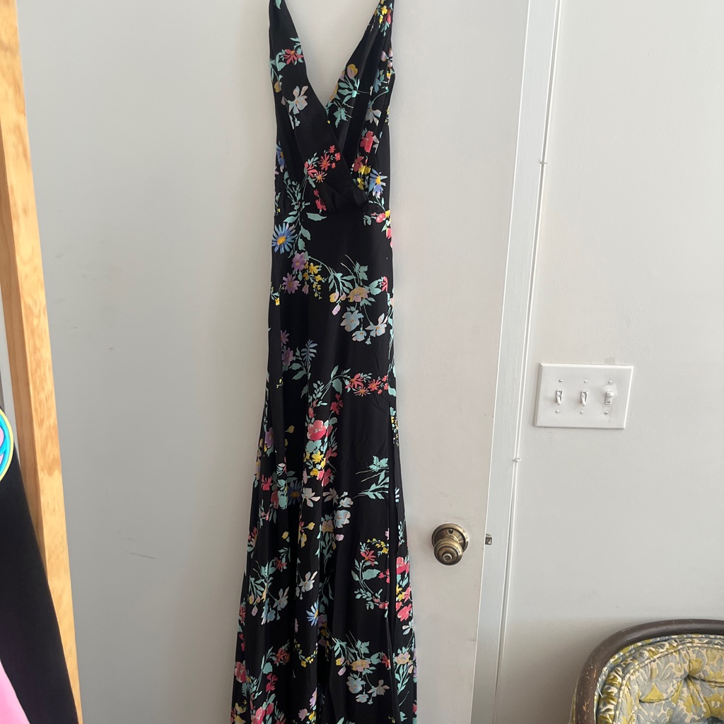 Yumi Kim Black Floral Maxi Dress With Multicolor Blossoms
